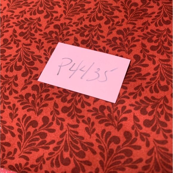 Fraktur Fancy Cotton Red & Brown Floral Fabric 1/2 yard Schwenkfelder Library - Picture 5 of 5